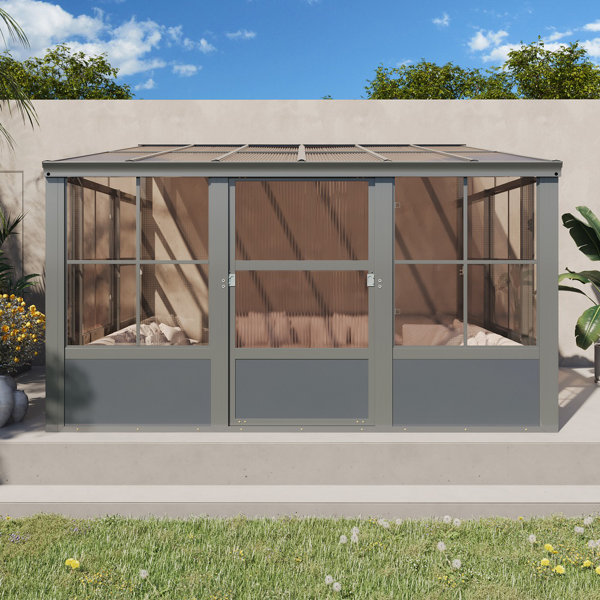 EROMMY 10 Ft. W X 12 Ft. D Wall Mounted Sunroom With Aluminum Frame ...